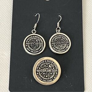 New Orleans Water Meter 925 Sterling Silver Earrings & Pendant Set Vintage